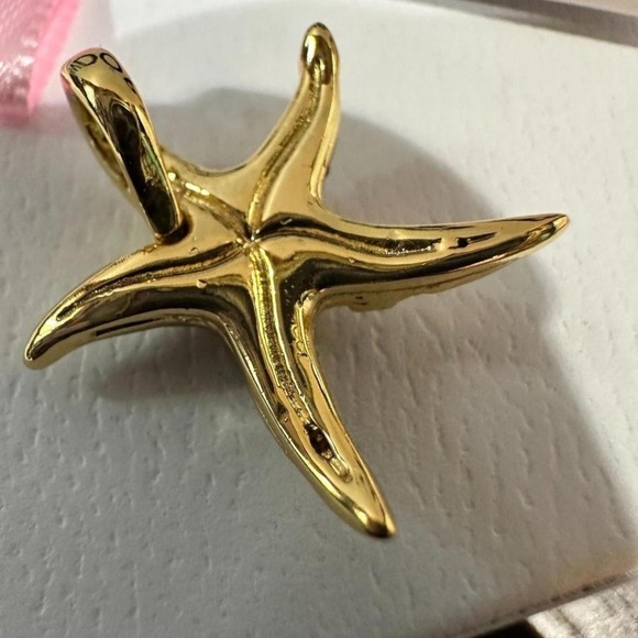 Authentic Pandora Gold Plated Sparkling Blue Starfish Charm #763818C01 - Picture 3 of 8